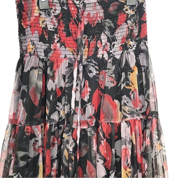 Lapis Dark Floral Whimsigoth Tiered Ruffle Smocked Versatile Halter Dress Skirt - Picture 8 of 16